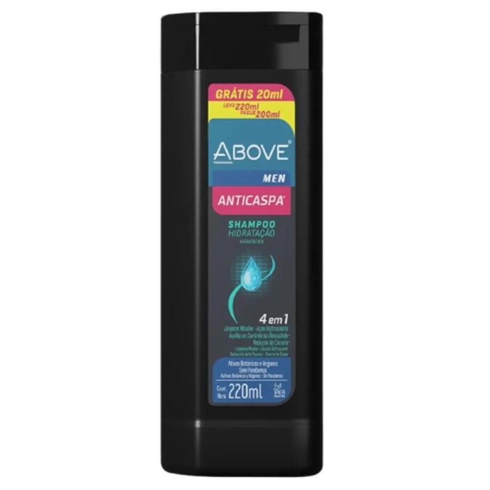 SHAMPOO ABOVE MEN ANTICASPA LEVE 220 PAGUE 200ML