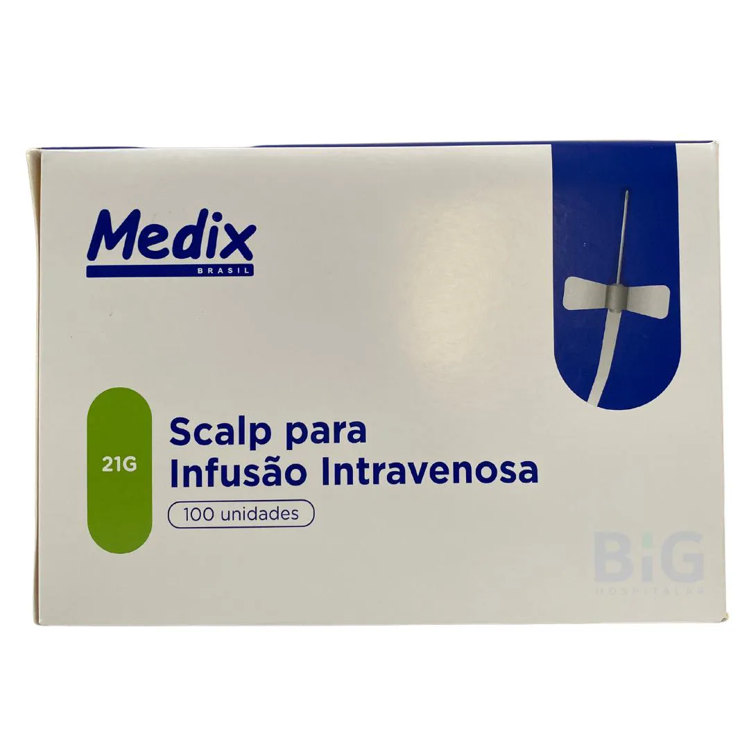 SCALP DESCARTÁVEL PARA INFUSÃO INTRAVENOSA (21G)  CAIXA/C ( 100UN)