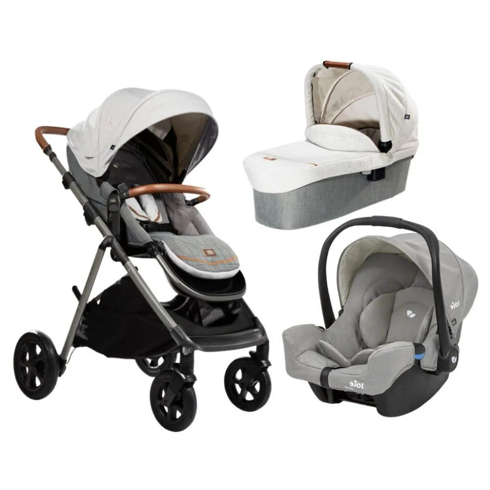 CARRINHO COM BEBê CONFORTO E MOISéS COMBO AERIA TRIO CINZA OYSTER - JOIE