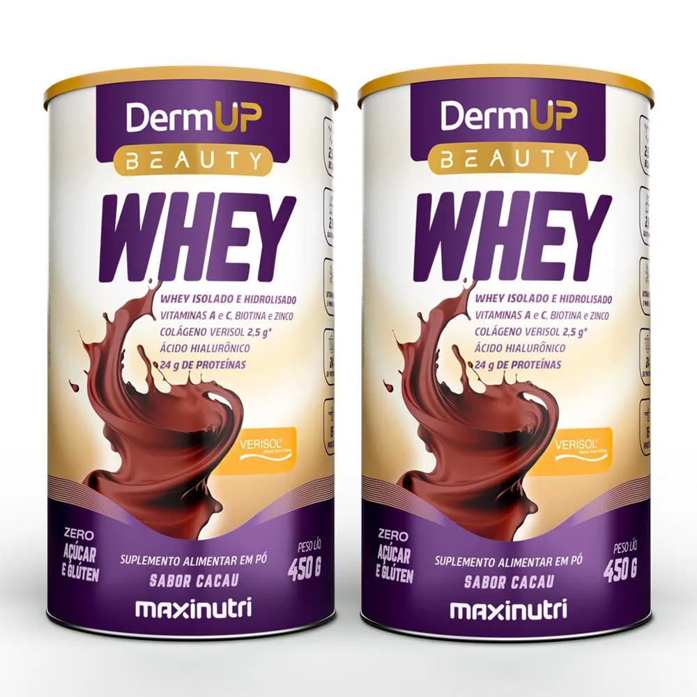 KIT 2 DERMUP BEAUTY WHEY SABOR CACAU 450G MAXINUTRI