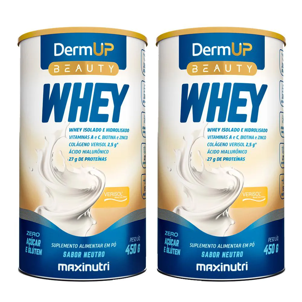KIT 2 DERMUP BEAUTY WHEY SABOR NEUTRO 450G MAXINUTRI