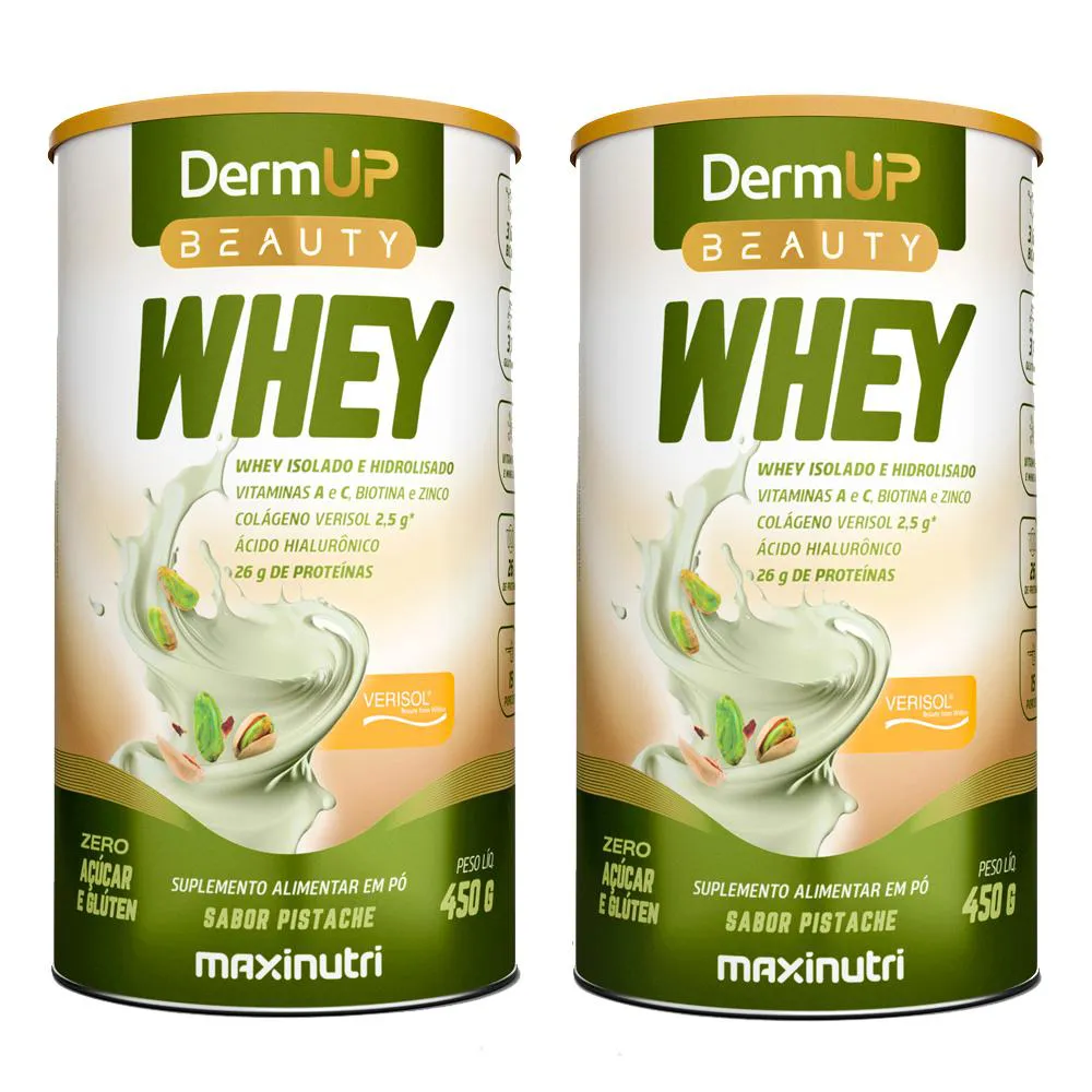 KIT 2 DERMUP BEAUTY WHEY SABOR PISTACHE  450G MAXINUTRI