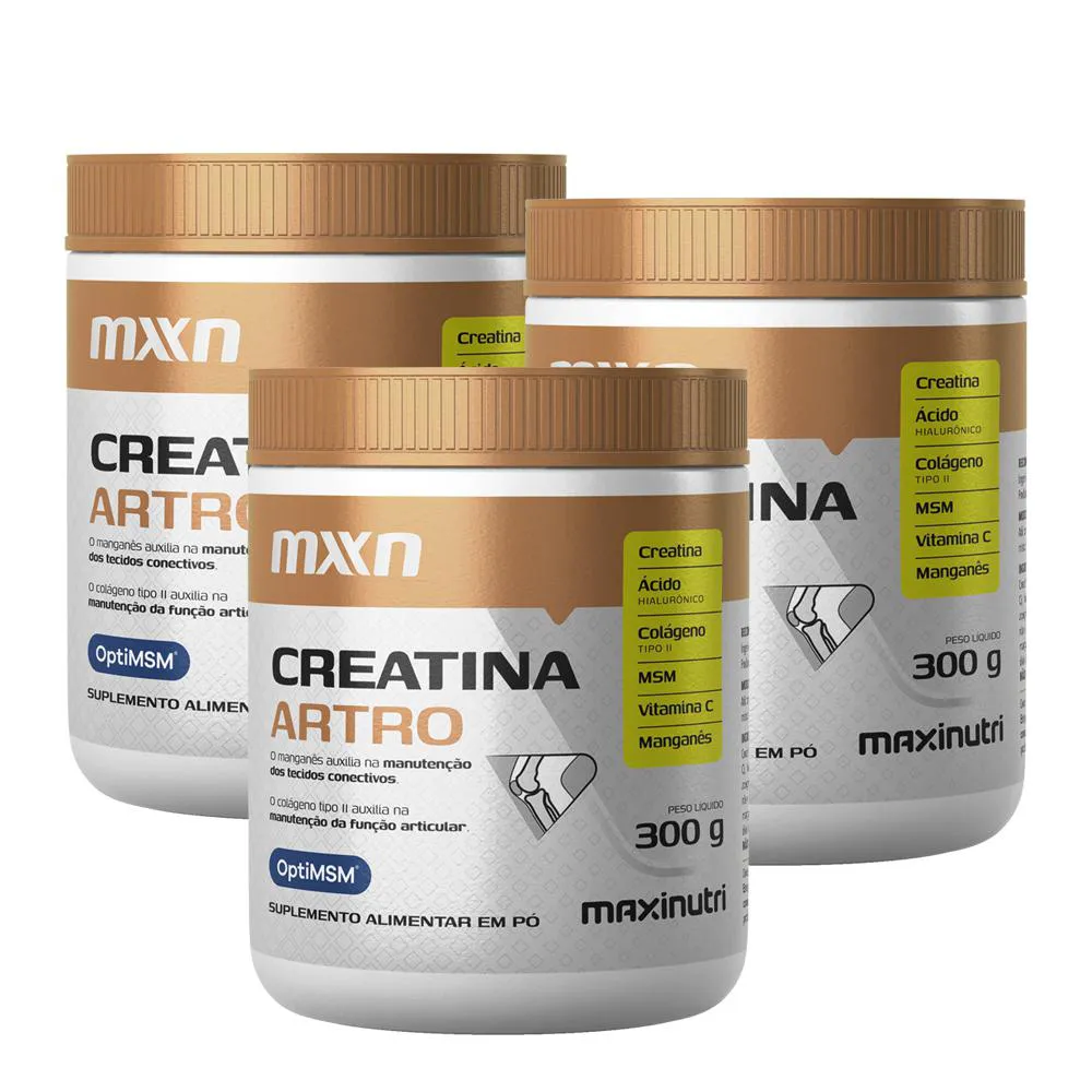 KIT 3 CREATINA MXN ARTRO Pó 300G MAXINUTRI