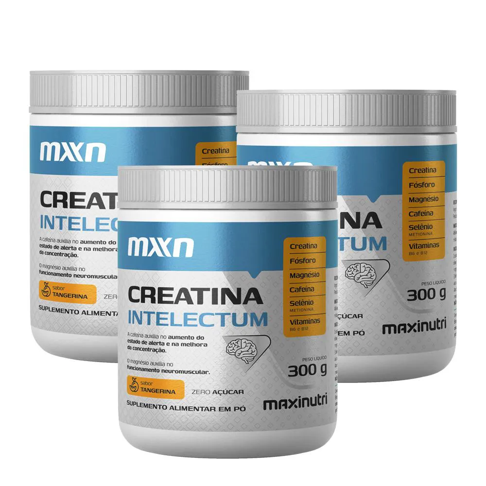 KIT 3 CREATINA MXN INTELECTUM Pó 300G MAXINUTRI