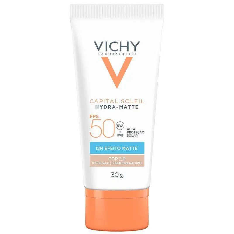 PROTETOR SOLAR FACIAL COM COR VICHY - HYDRA-MATTE FPS50 COR 20
