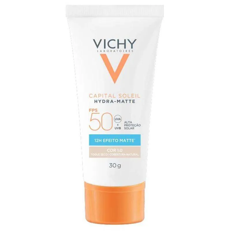 PROTETOR SOLAR FACIAL COM COR VICHY - HYDRA-MATTE FPS50 COR 10