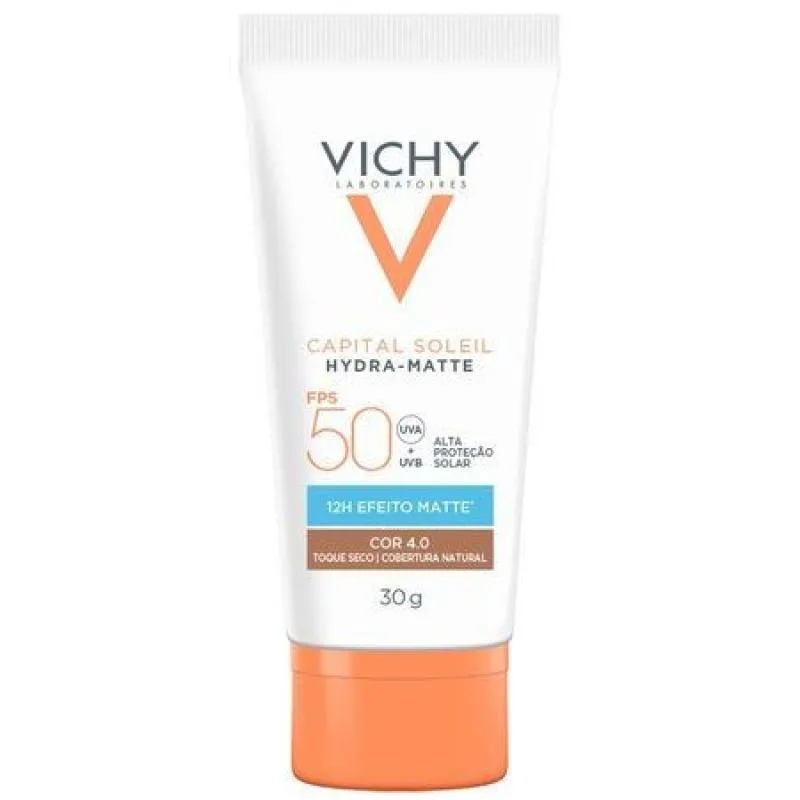 PROTETOR SOLAR FACIAL COM COR VICHY - HYDRA-MATTE FPS50 COR 40
