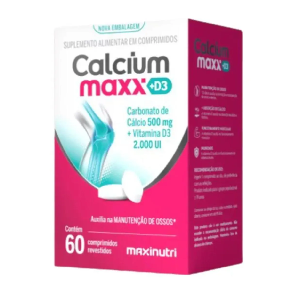 SUPLEMENTO CALCIUM MAXX D3 - CáLCIO + VITAMINA D3 2000UI - MAXINUTRI