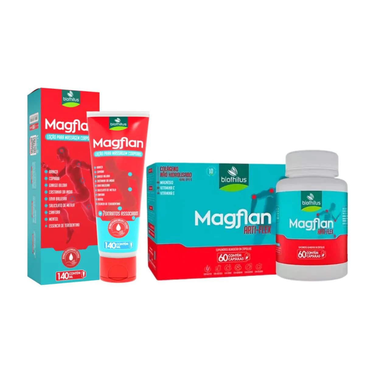 KIT LOçãO PARA MASSAGEM COLáGENO MAGFLAN ARTI-FLEX-BIOFHITUS