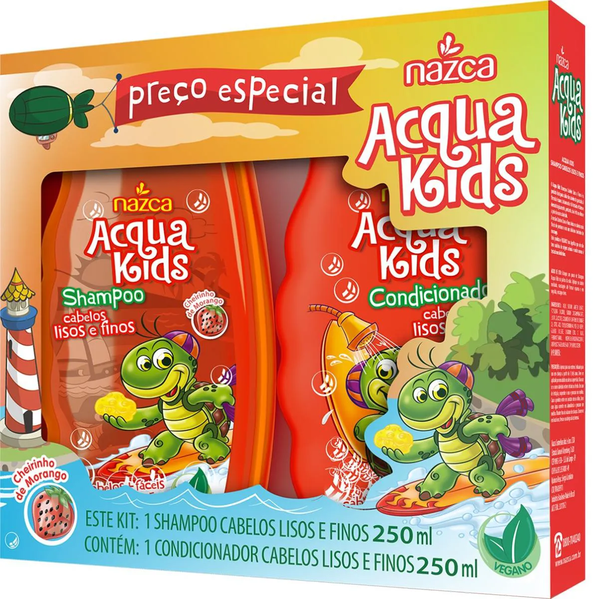 SHAMPOO E CONDICIONADOR NAZCA CABELOS LISOS E FINOS ACQUA KIDS 250ML
