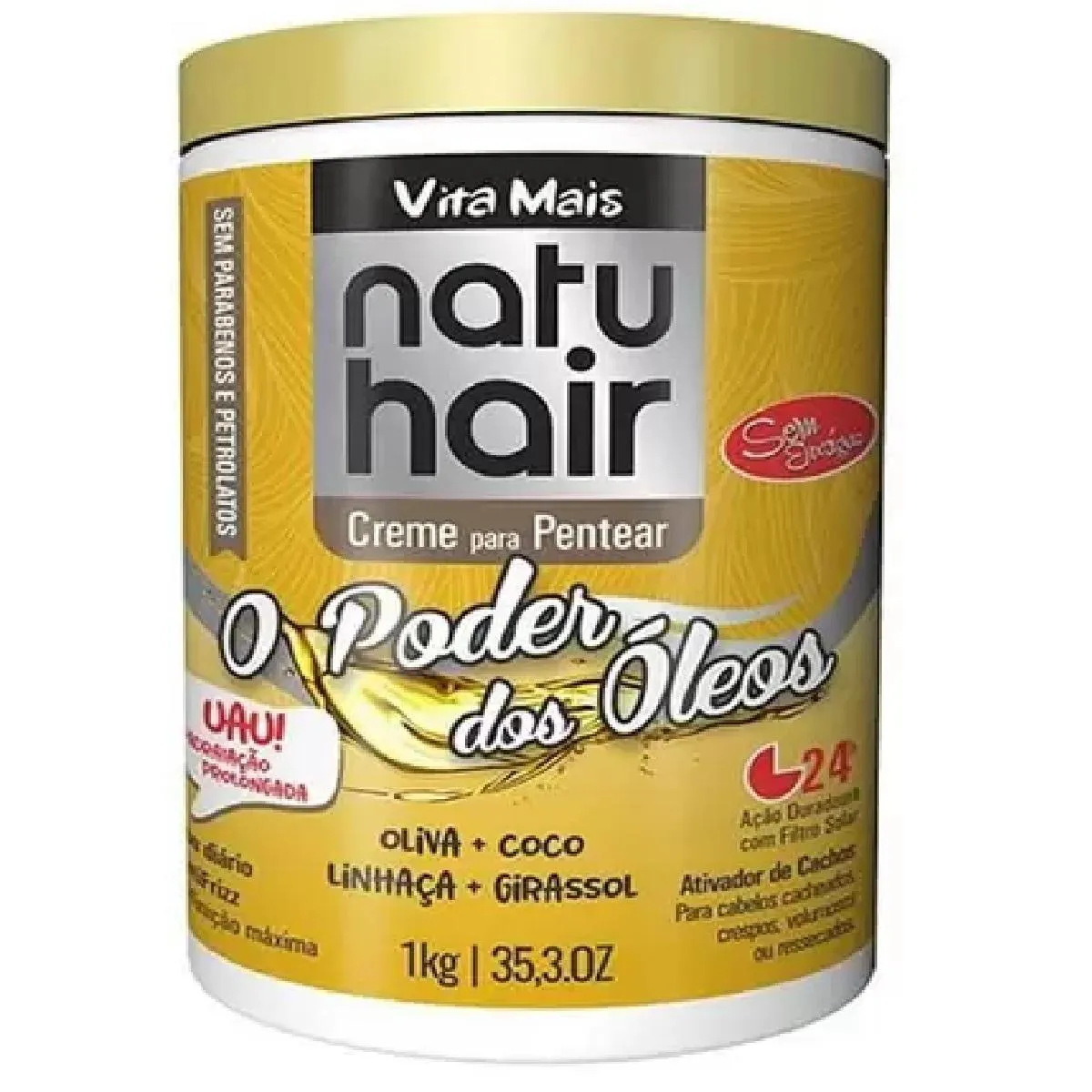 CREME PARA PENTEAR NATUHAIR O PODER DOS ÓLEOS HIDRATRAT 1KG
