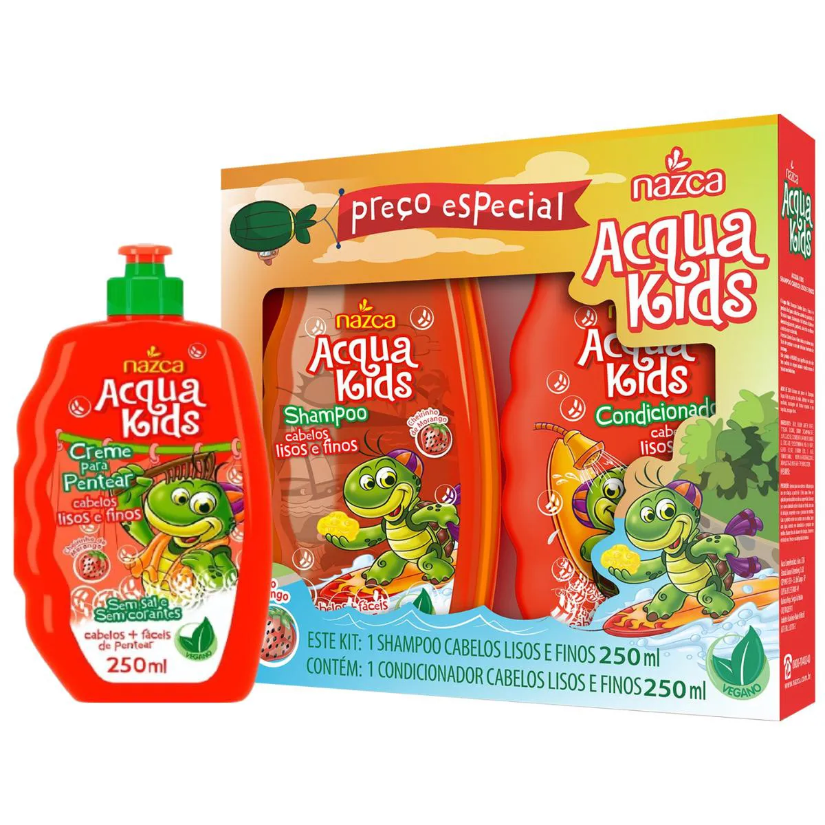 KIT NAZCA CABELOS LISOS E FINOS ACQUA KIDS 3 ITENS