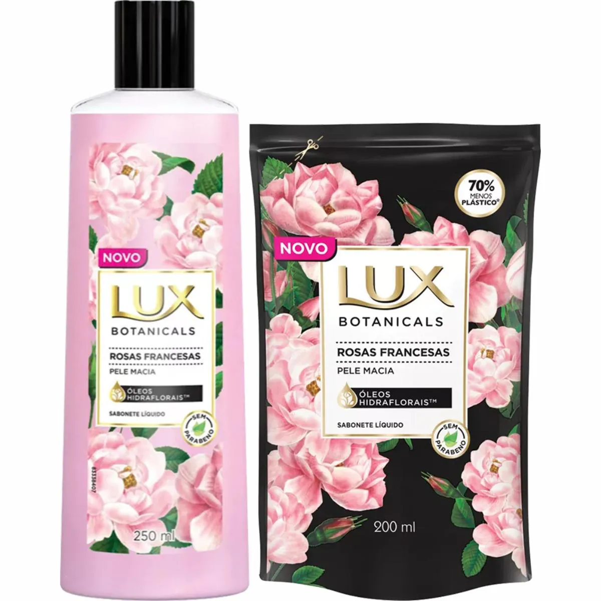 KIT SABONETE LíQUIDO LUX ROSAS FRANCESAS PELE MACIA BOTANICALS + REFIL