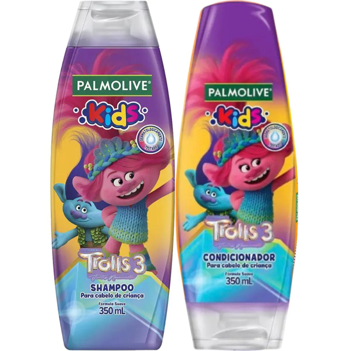 SHAMPOO PALMOLIVE KIDS TROLLS 3 SUAVE E CONDICIONADOR KIDS FóRMULA SUAVE