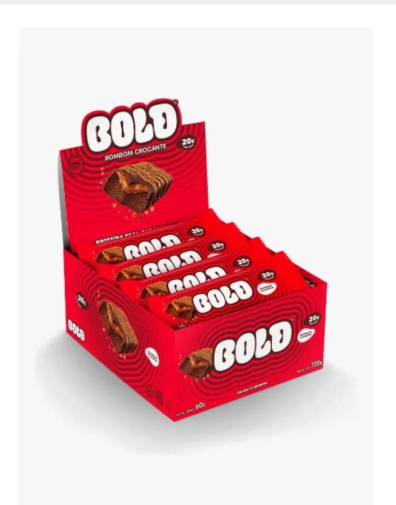 BOLD BAR SNACK 20G CAIXA 12UND - BOLD 60G SABOR BOMBOM CROCANTE
