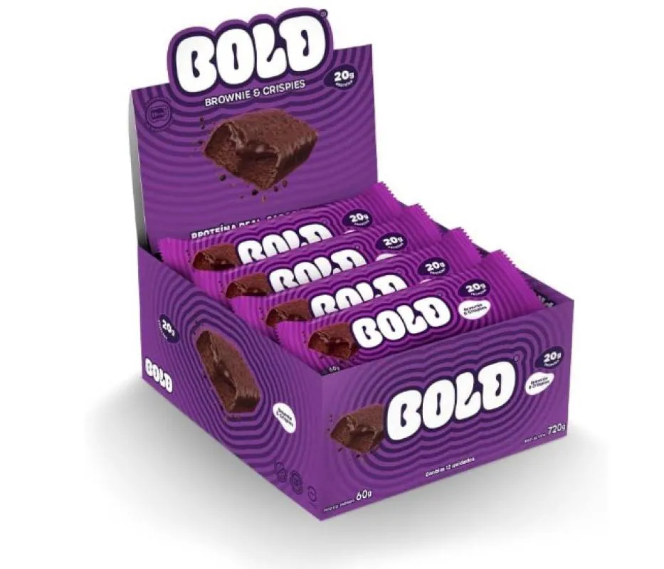 BOLD BAR SNACK 20G CAIXA 12UND - BOLD 60G SABOR BROWNIE & CRISPIES