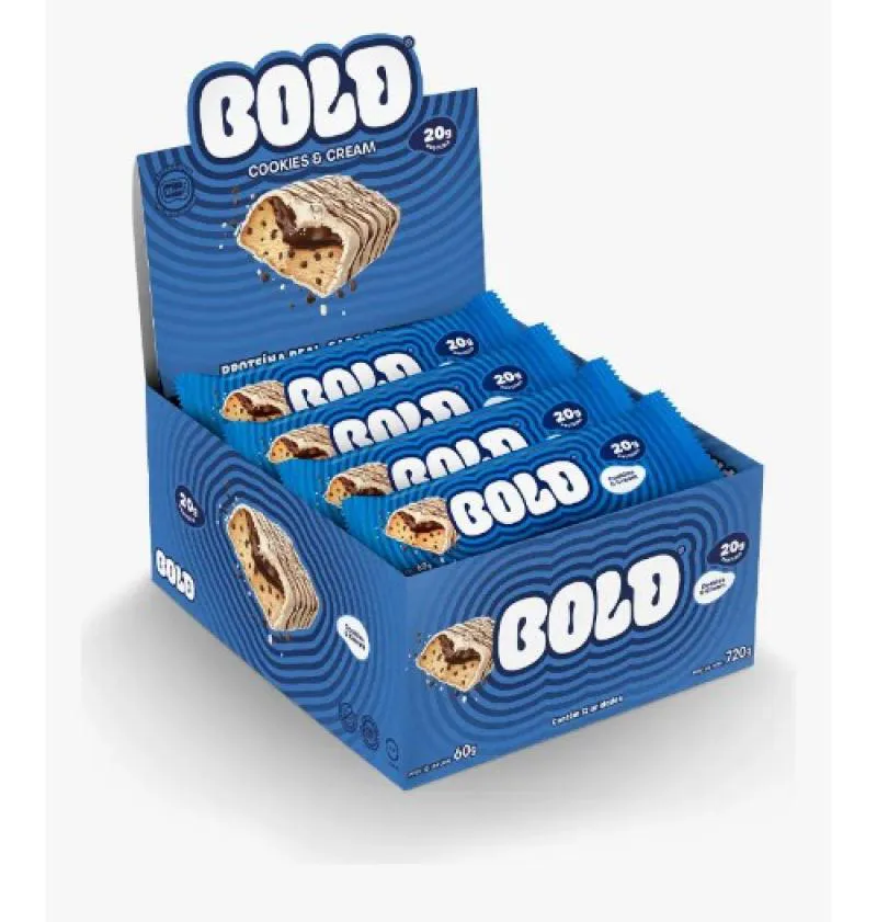 BOLD BAR SNACK 20G CAIXA 12UND - BOLD 60G SABOR COOKIES CREAM