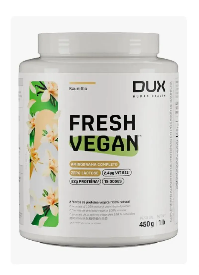 FRESH VEGAN BAUNILHA 450G - PROTEíNA VEGANO - DUX NUTRITION