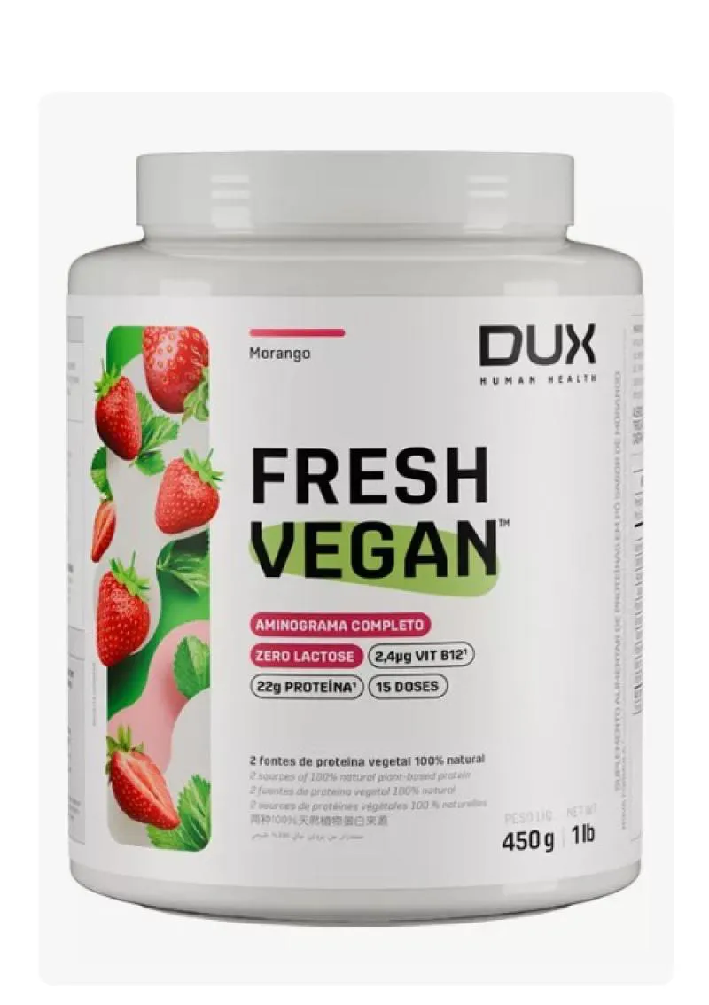 FRESH VEGAN MORANGO 450G - PROTEíNA VEGANO DUX NUTRTION