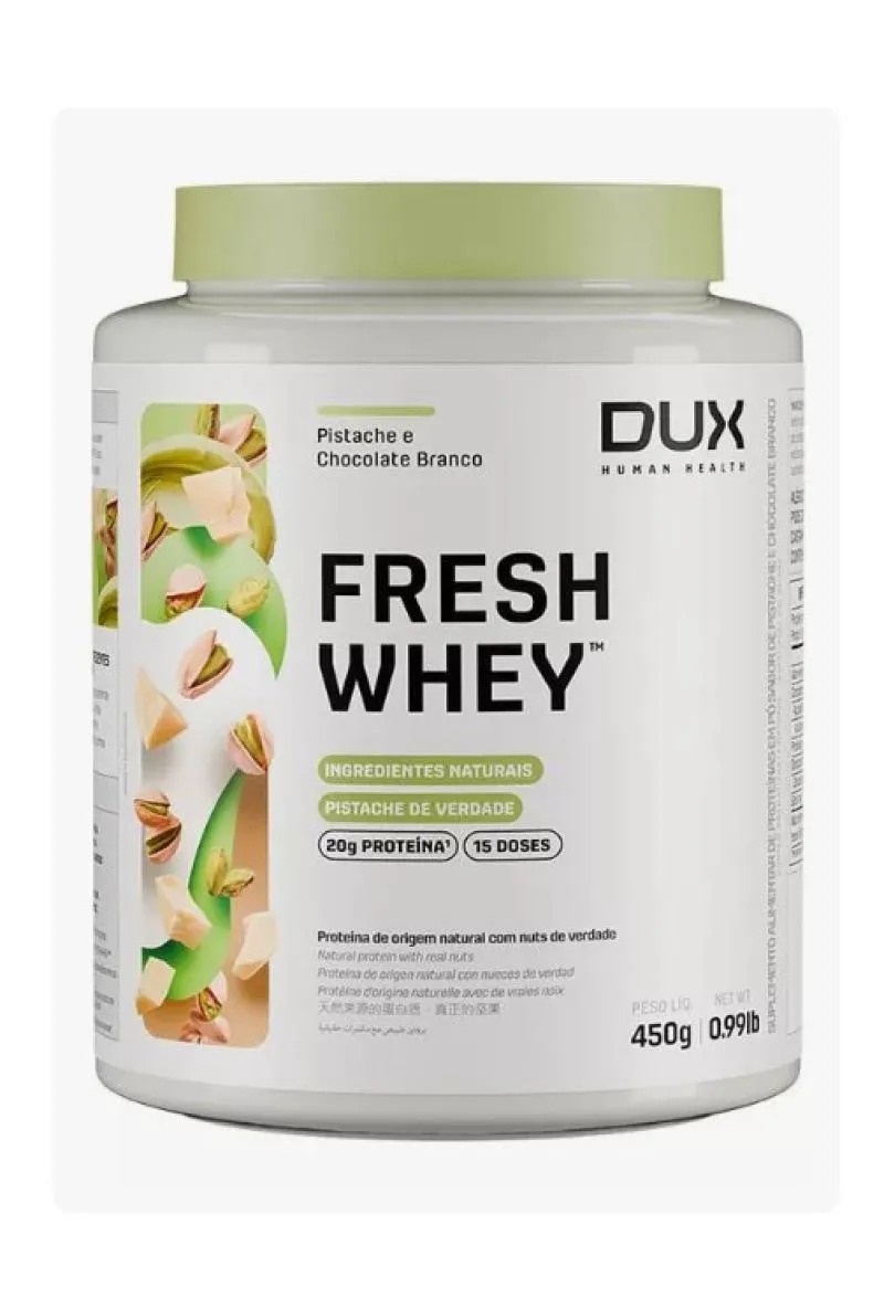 FRESH WHEY 450G - DUX NUTRITION - SABOR PISTACHE / CHOCOLATE BRANCO