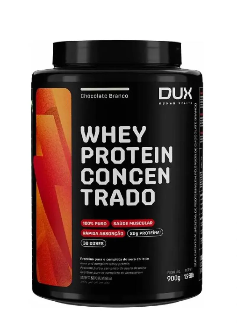 WHEY PROTEIN CONCENTRADO 900G - DUX NUTRITION - SABOR CHOCOLATE BRANCO