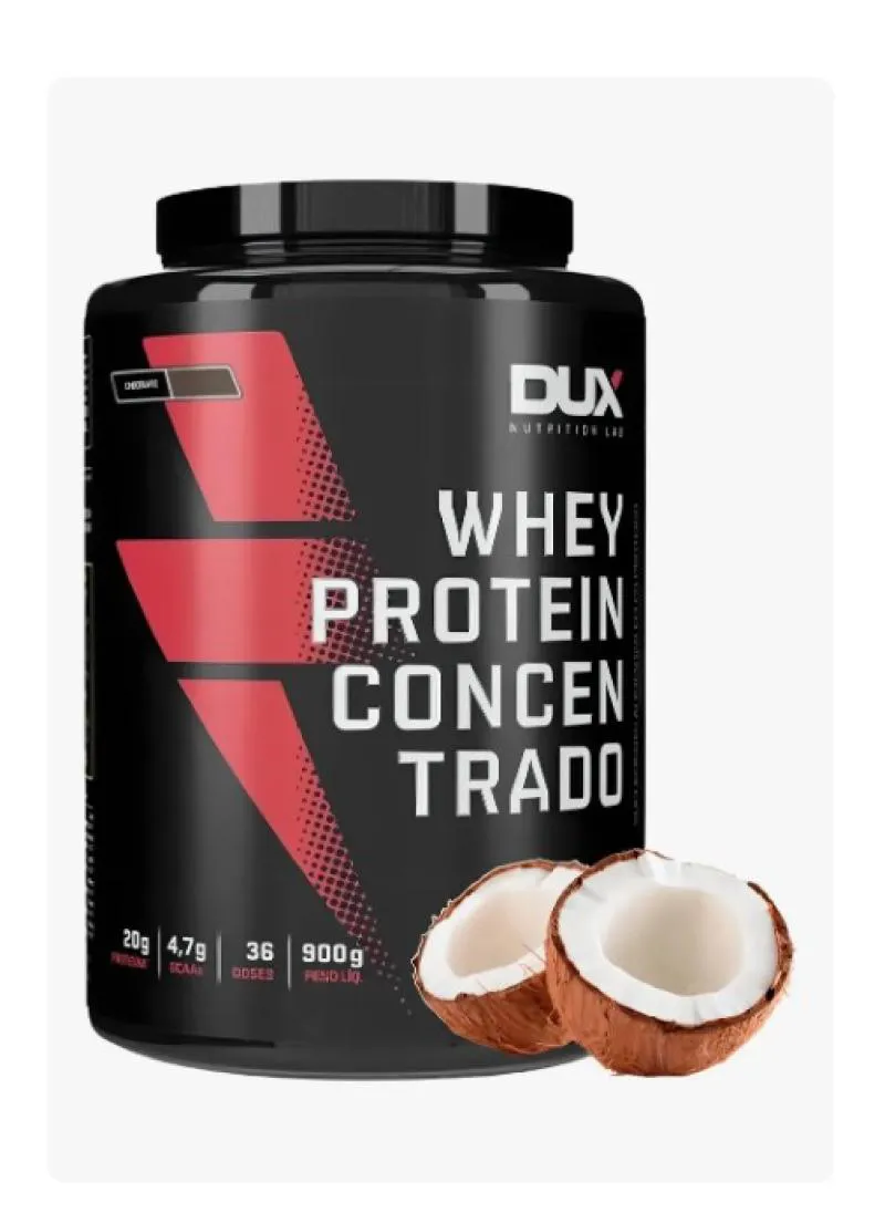 WHEY PROTEIN CONCENTRADO 900G - DUX NUTRITION - SABOR COCO