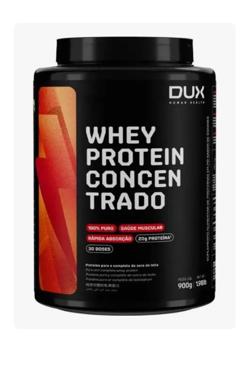WHEY PROTEIN CONCENTRADO 900G - DUX NUTRITION - SABOR MORANGO