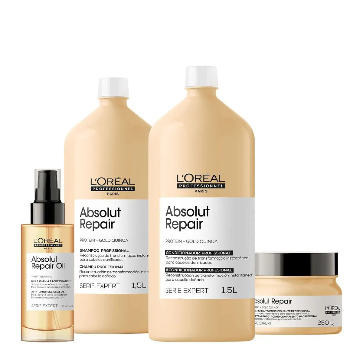 KIT L&#039ORéAL PROFESSIONNEL ABSOLUT REPAIR GOLD SALON MáSCARA OIL (4 PRODUTOS)