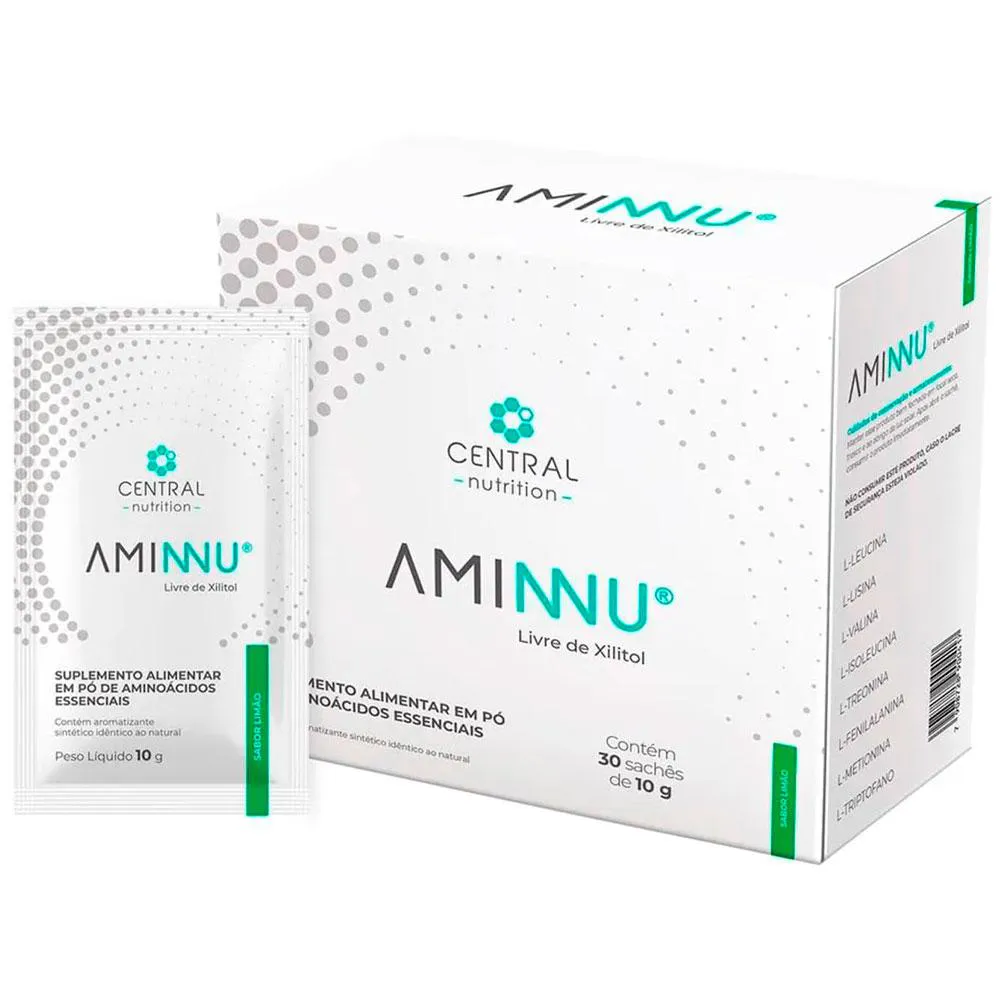 AMINNU LIVRE DE XILITOL - 8 AMINOáCIDOS - LIMãO (30 SACHES) - CENTRAL NUTRITION