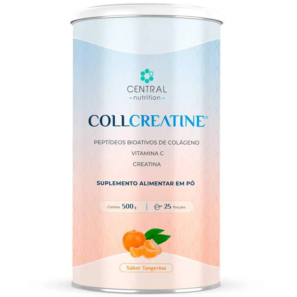 COLLCREATINE COLáGENO COM CREATINA - TANGERINA (500G) - CENTRAL NUTRITION