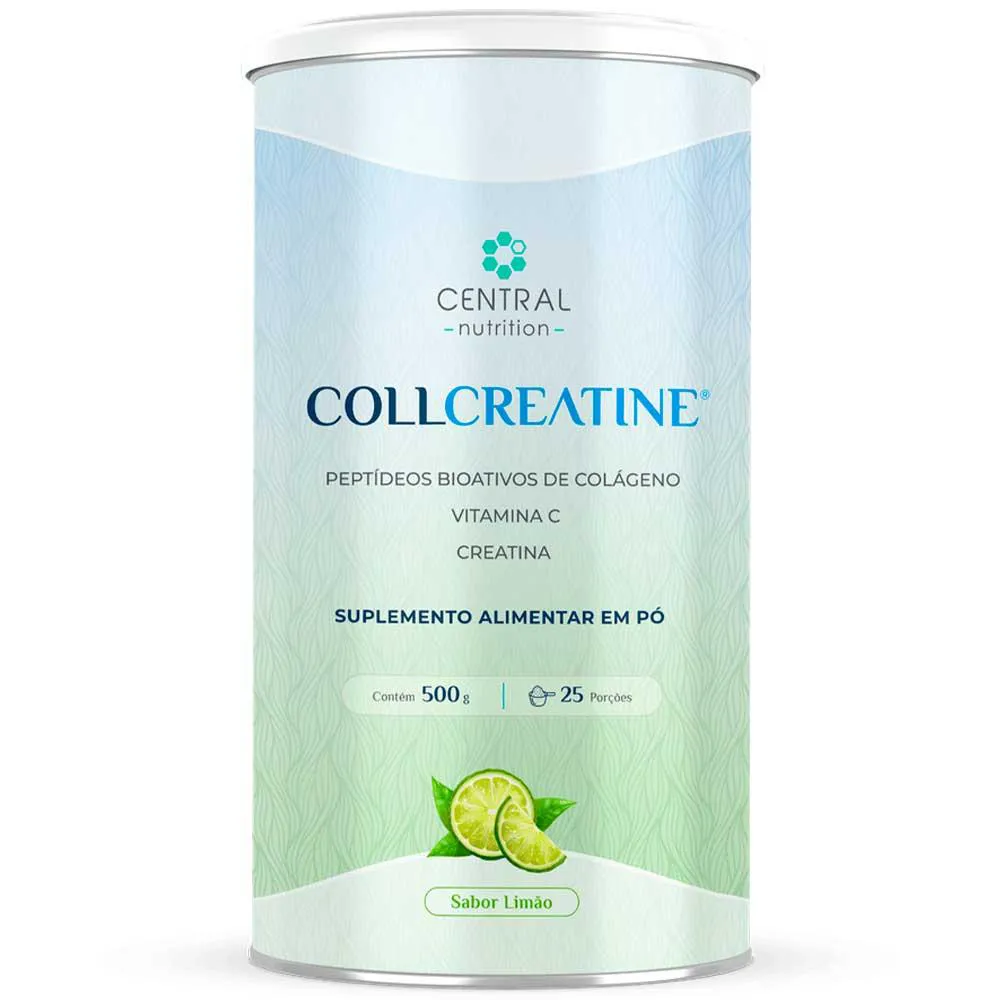COLLCREATINE COLáGENO COM CREATINA - LIMãO (500G) - CENTRAL NUTRITION