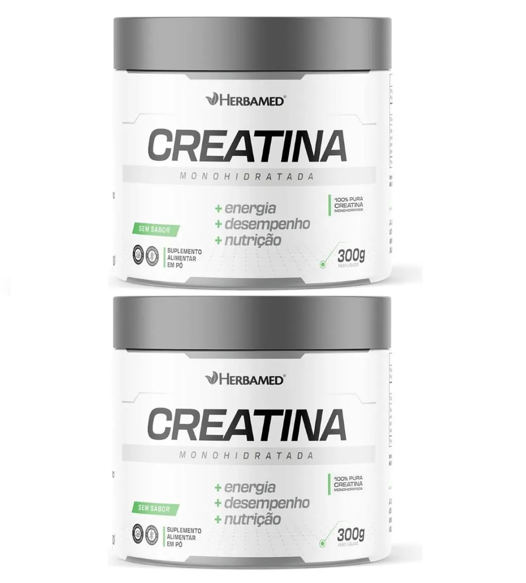 KIT 2 CREATINA MONOHIDRATADA 300G  SEM SABOR - HERBAMED