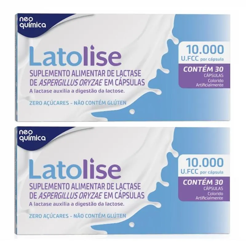 KIT 2 LACTASE 10.000 U.FCC LATOLISE 30 CáPSULA - NEO QUíMICA