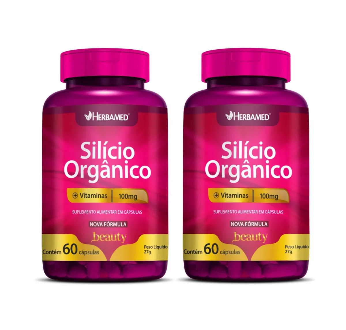 KIT 2 SILíCIO ORGâNICO + VITAMINAS 60 CáPS - HERBAMED BEAUTY