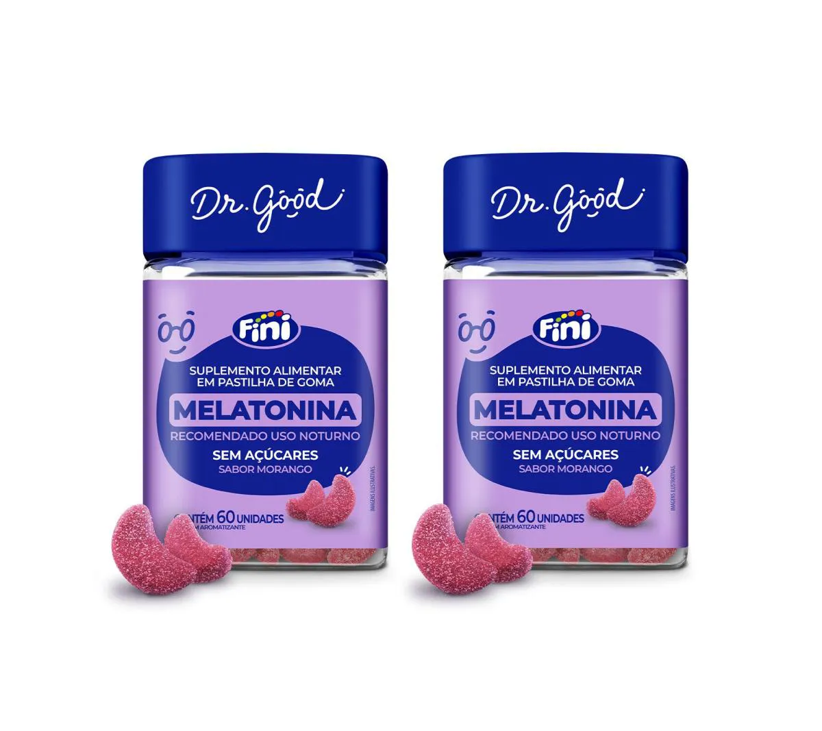 KIT 2 SUPLEMENTO MELATONINA FINI 60 GOMAS MORANGO - DR. GOOD