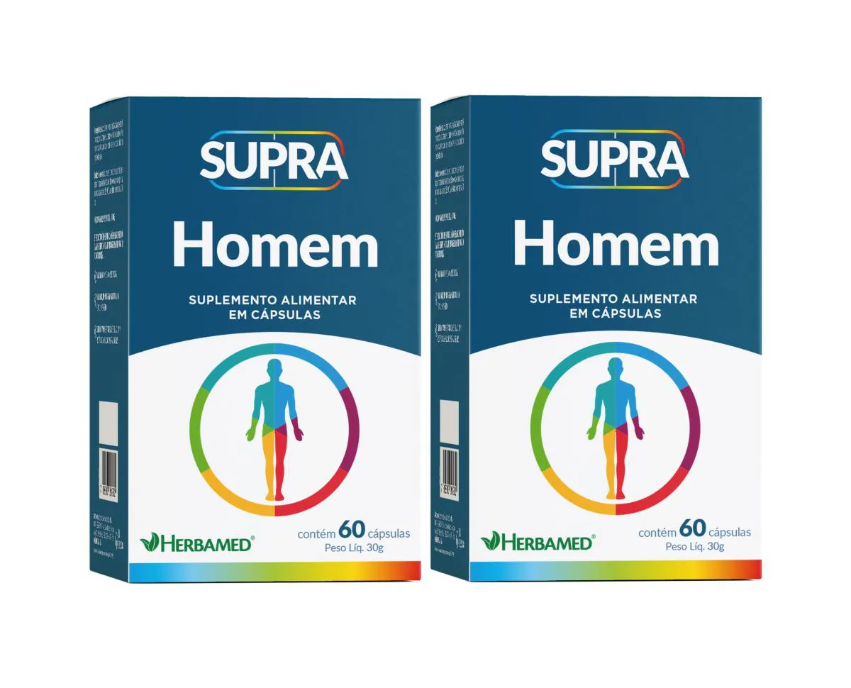 KIT 2 SUPRA HOMEM SUPLEMENTO ALIMENTAR 60 CáPS. - HERBAMED