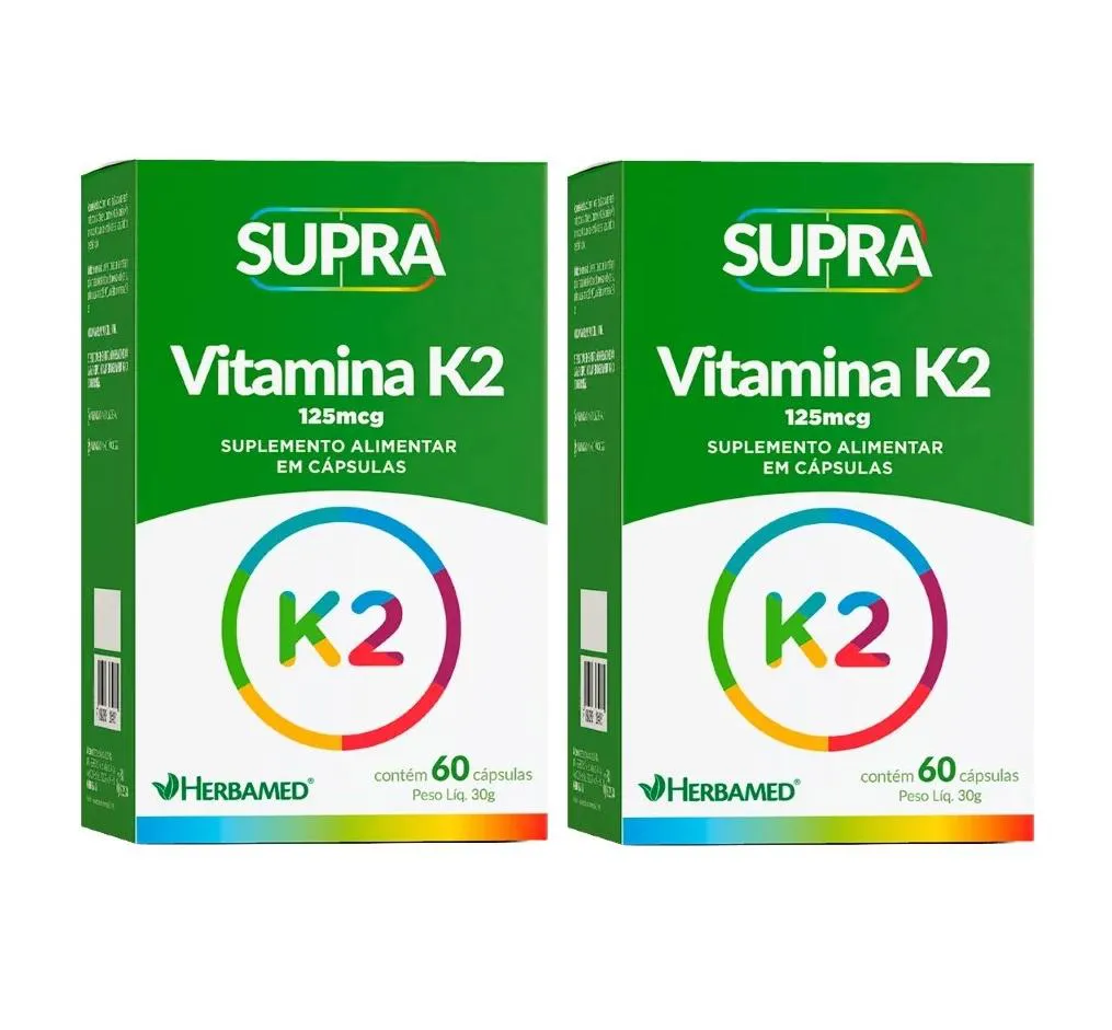 KIT 2 SUPRA VITAMINA K2 125MCG 60 CáPSULAS - HERBAMED