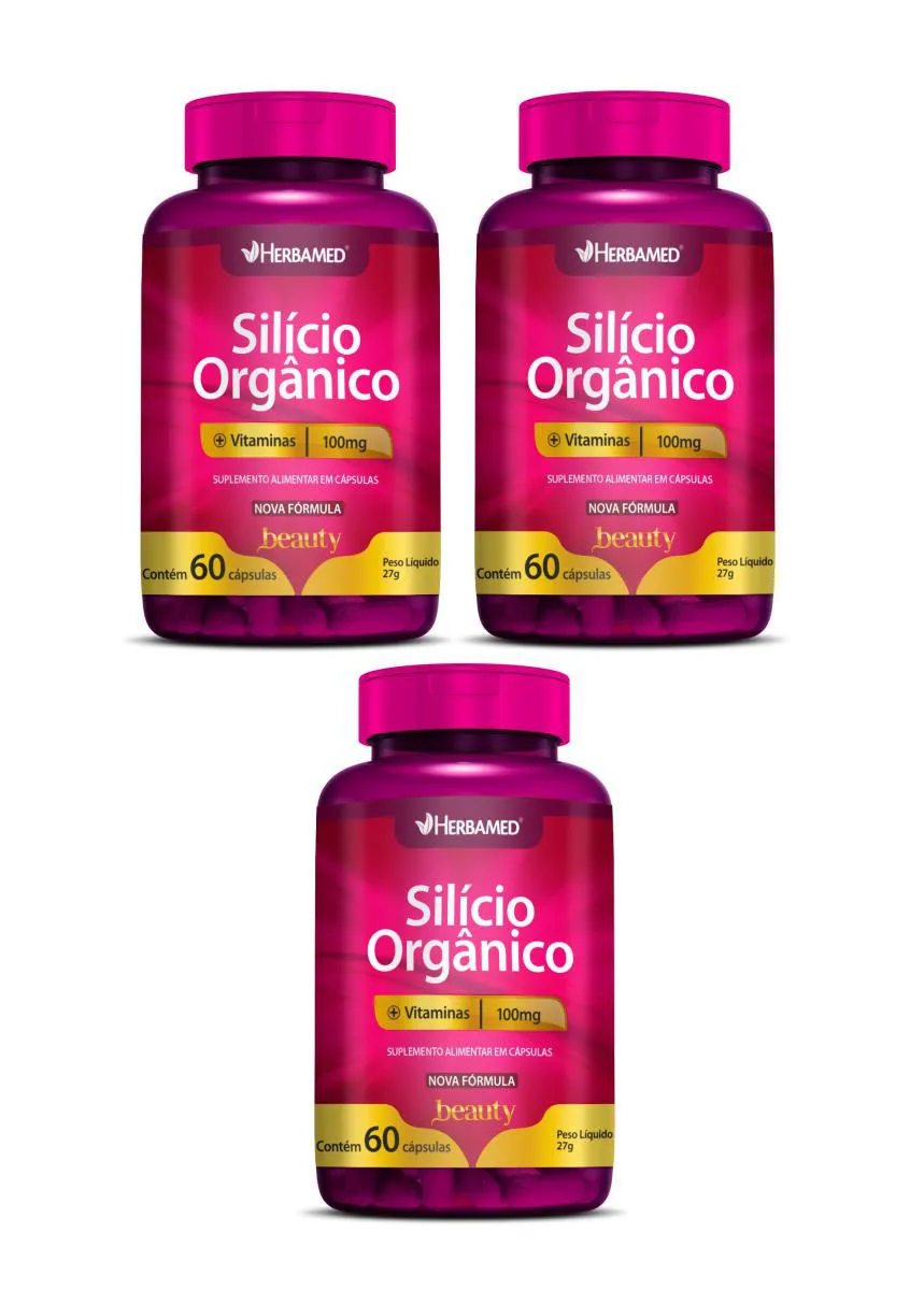 KIT 3 SILíCIO ORGâNICO + VITAMINAS 60 CáPS - HERBAMED BEAUTY