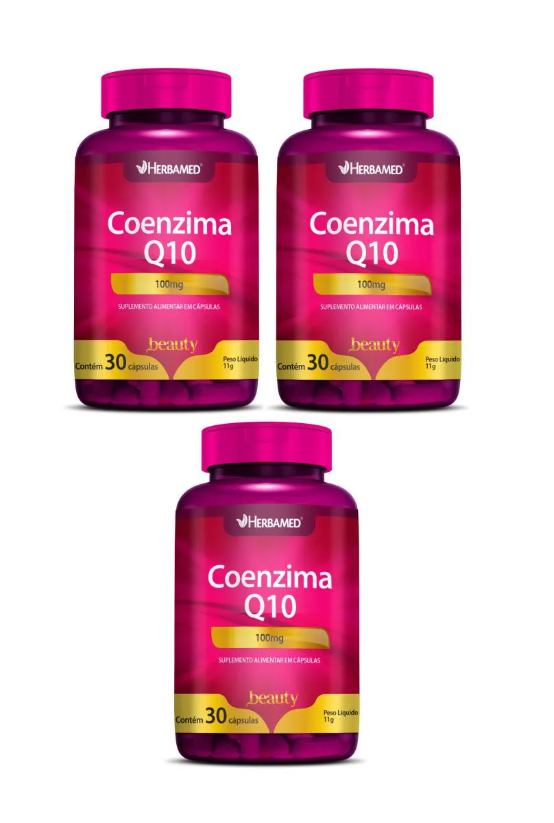 KIT 3 SUPLEMENTO COENZIMA Q10 30 CáPSULAS - HERBAMED BEAUTY
