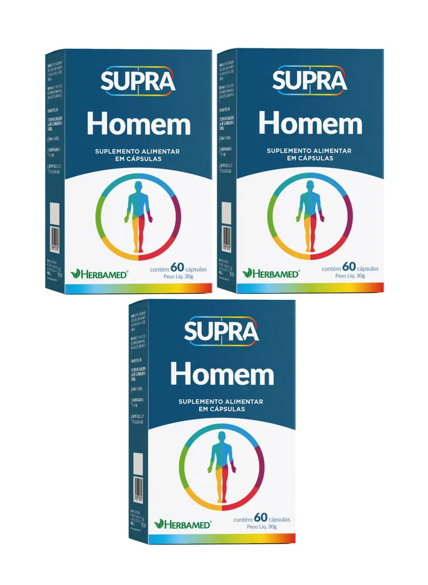 KIT 3 SUPRA HOMEM SUPLEMENTO ALIMENTAR 60 CáPS. - HERBAMED