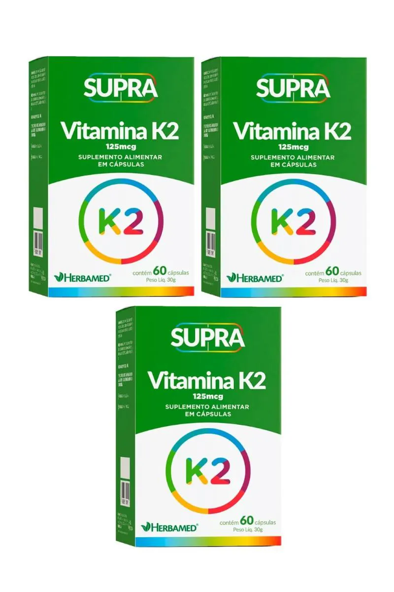 KIT 3 SUPRA VITAMINA K2 125MCG 60 CáPSULAS - HERBAMED
