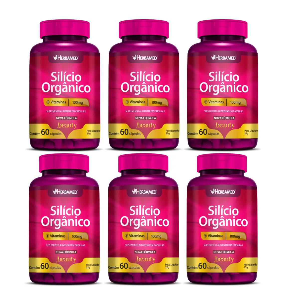 KIT 6 SILíCIO ORGâNICO + VITAMINAS 60 CáPS - HERBAMED BEAUTY