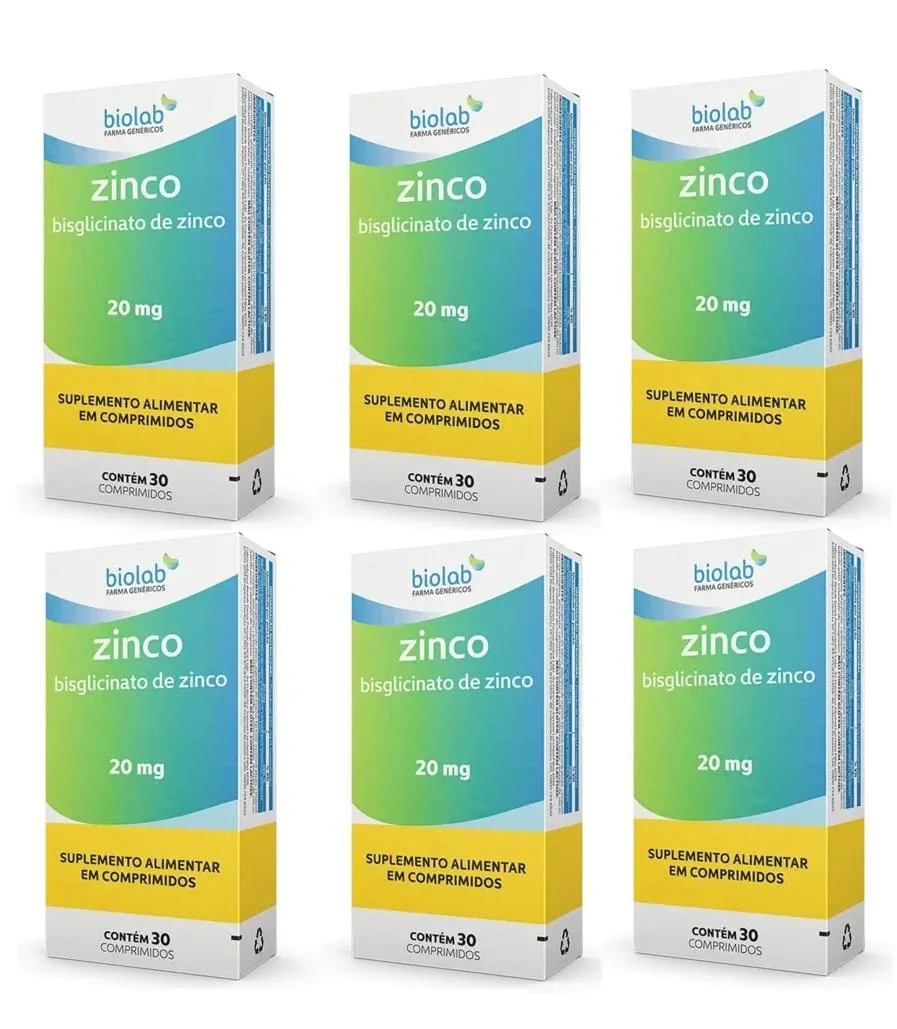 KIT 6 SUPLEMENTO ZINCO 20MG 30 COMPRIMIDOS  - BIOLAB