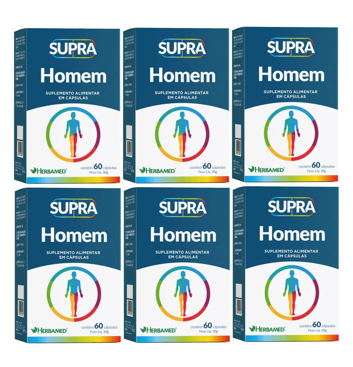 KIT 6 SUPRA HOMEM SUPLEMENTO ALIMENTAR 60 CáPS. - HERBAMED