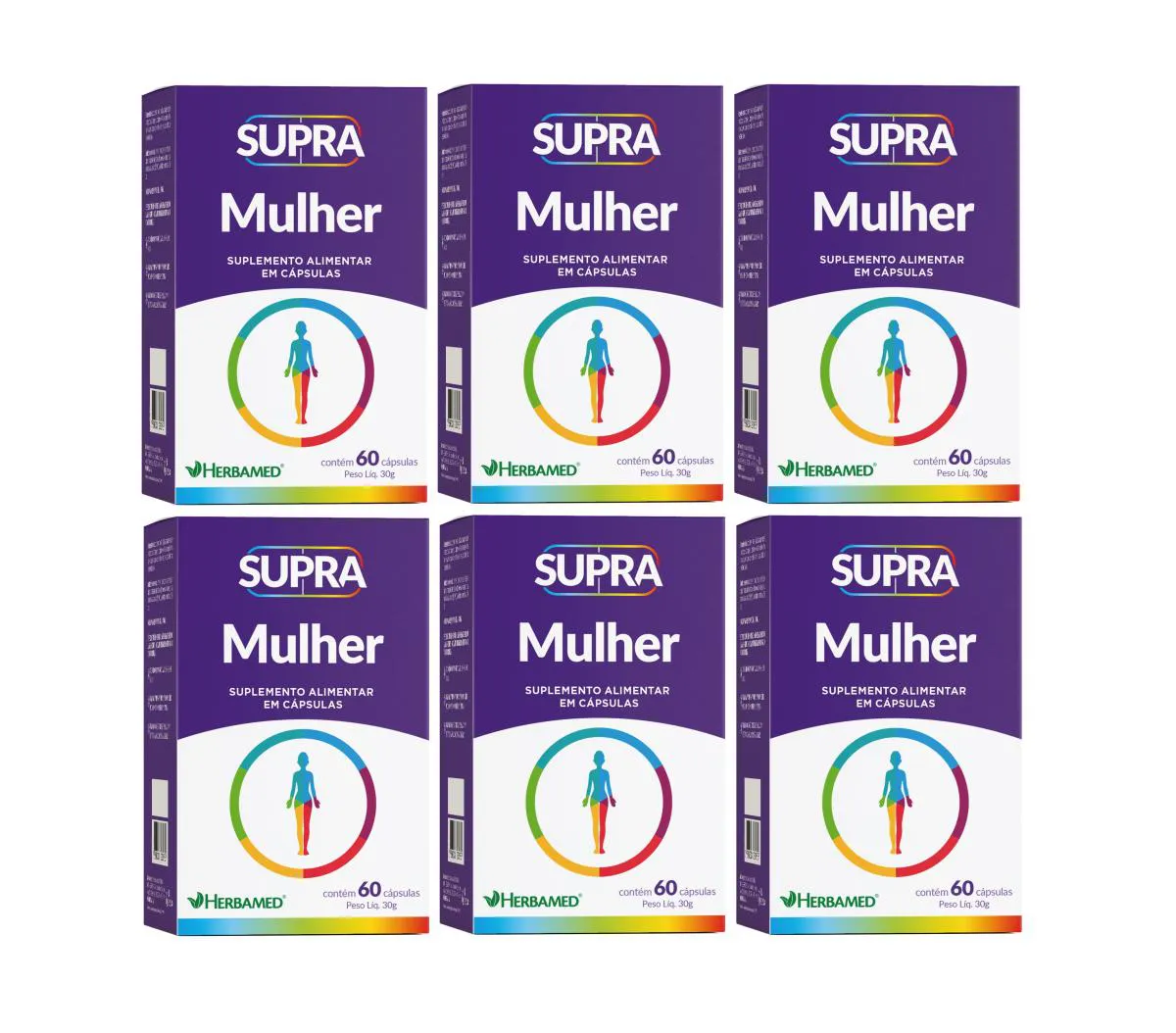 KIT 6 SUPRA MULHER SUPLEMENTO ALIMENTAR 60 CáPS. - HERBAMED