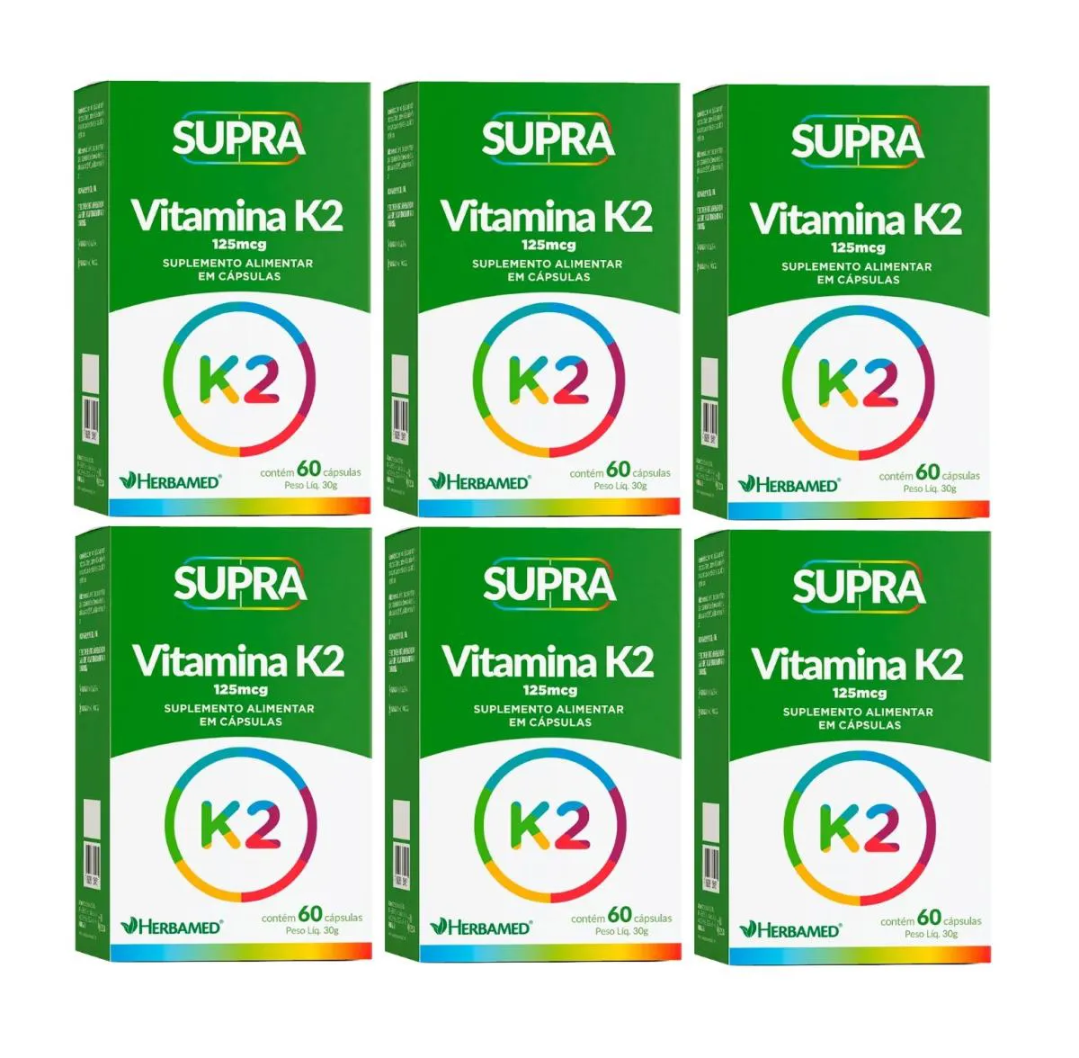 KIT 6 SUPRA VITAMINA K2 125MCG 60 CáPSULAS - HERBAMED