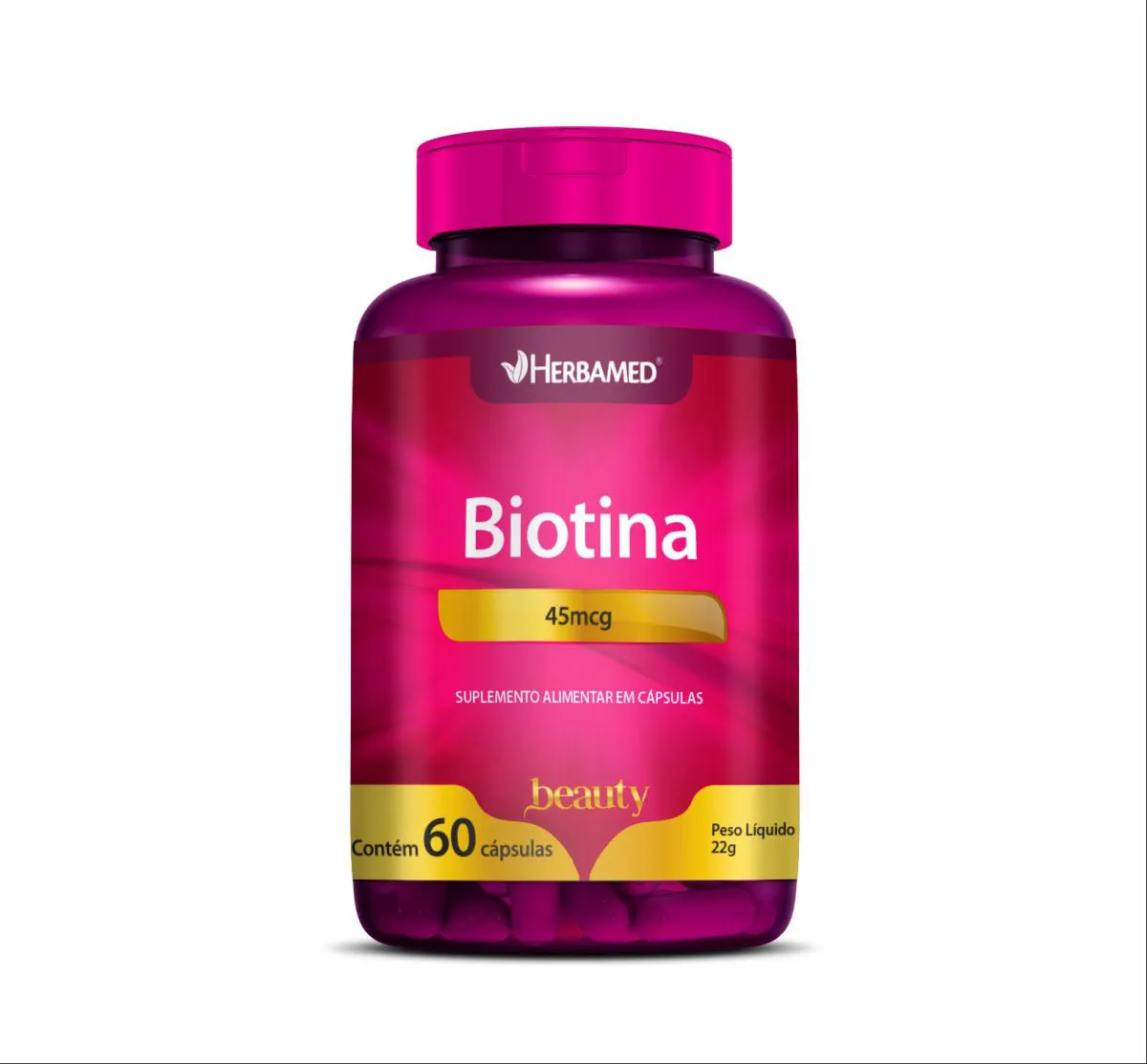 SUPLEMENTO BIOTINA 45MCG 60 CáPSULAS - HERBAMED BEAUTY
