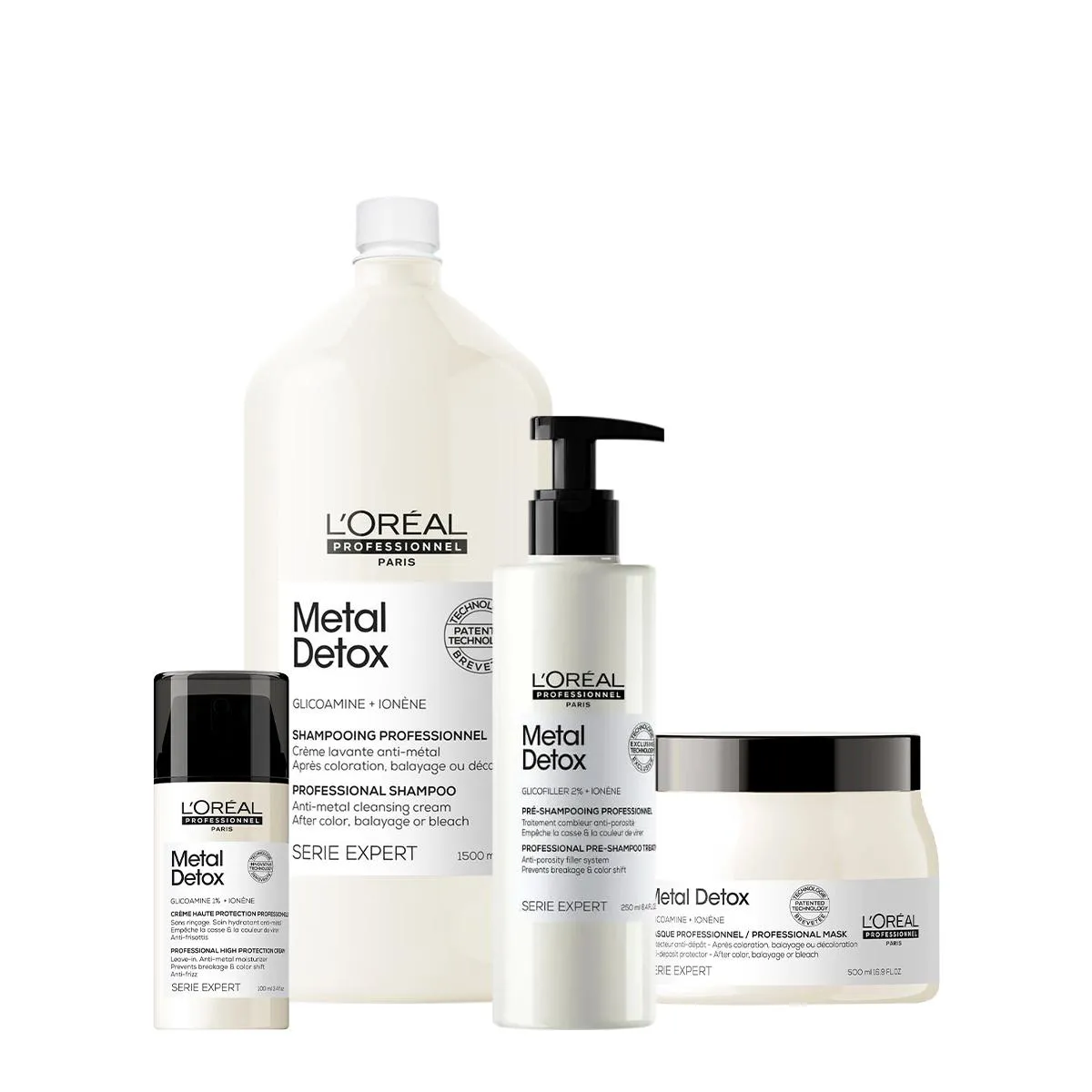 KIT L'ORéAL PROFESSIONNEL METAL DETOX PRé SHAMPOO MáSCARA SHAMPOO E LEAVE-IN  (4 PRODUTOS)