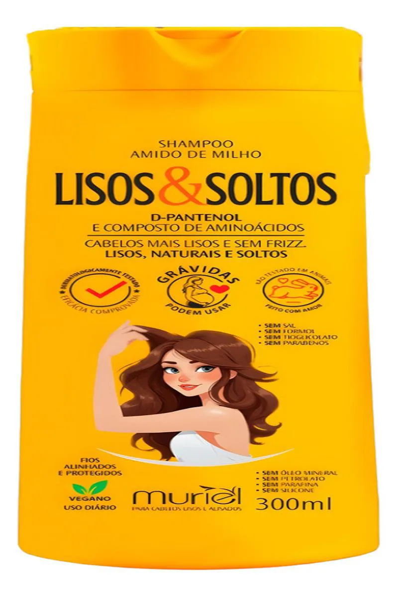 SHAMPOO LISOS & SOLTOS AMIDO DE MILHO MURIEL 300 ML