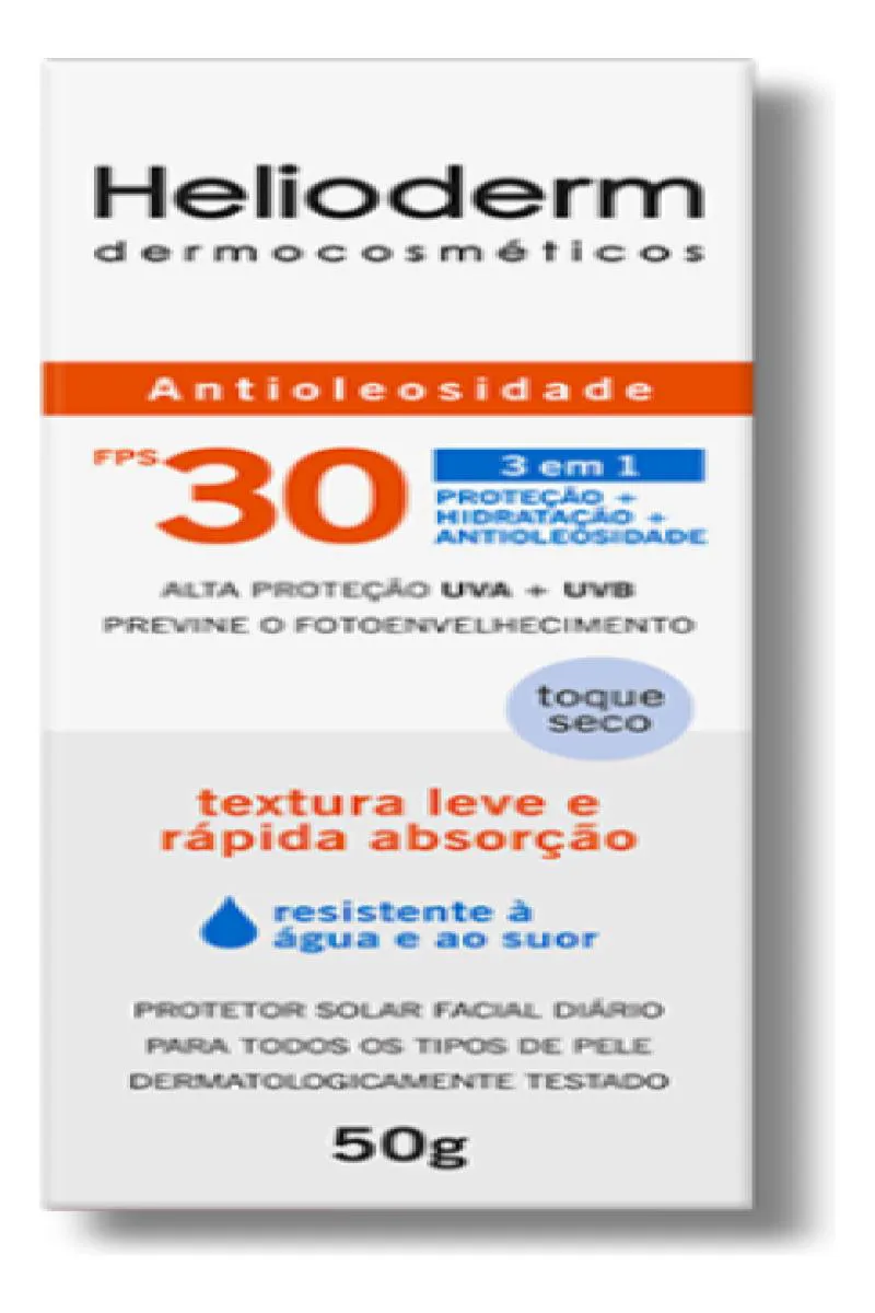 HELIODEM FACIAL FPS 30 SEM COR TOQUE SECO - 50G - KLEY HERTZ